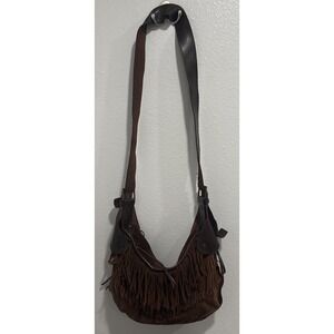 Fringe Paola Del Lungo Hobo Bag Suede Crossbody Adjustable Hippie Western Italy